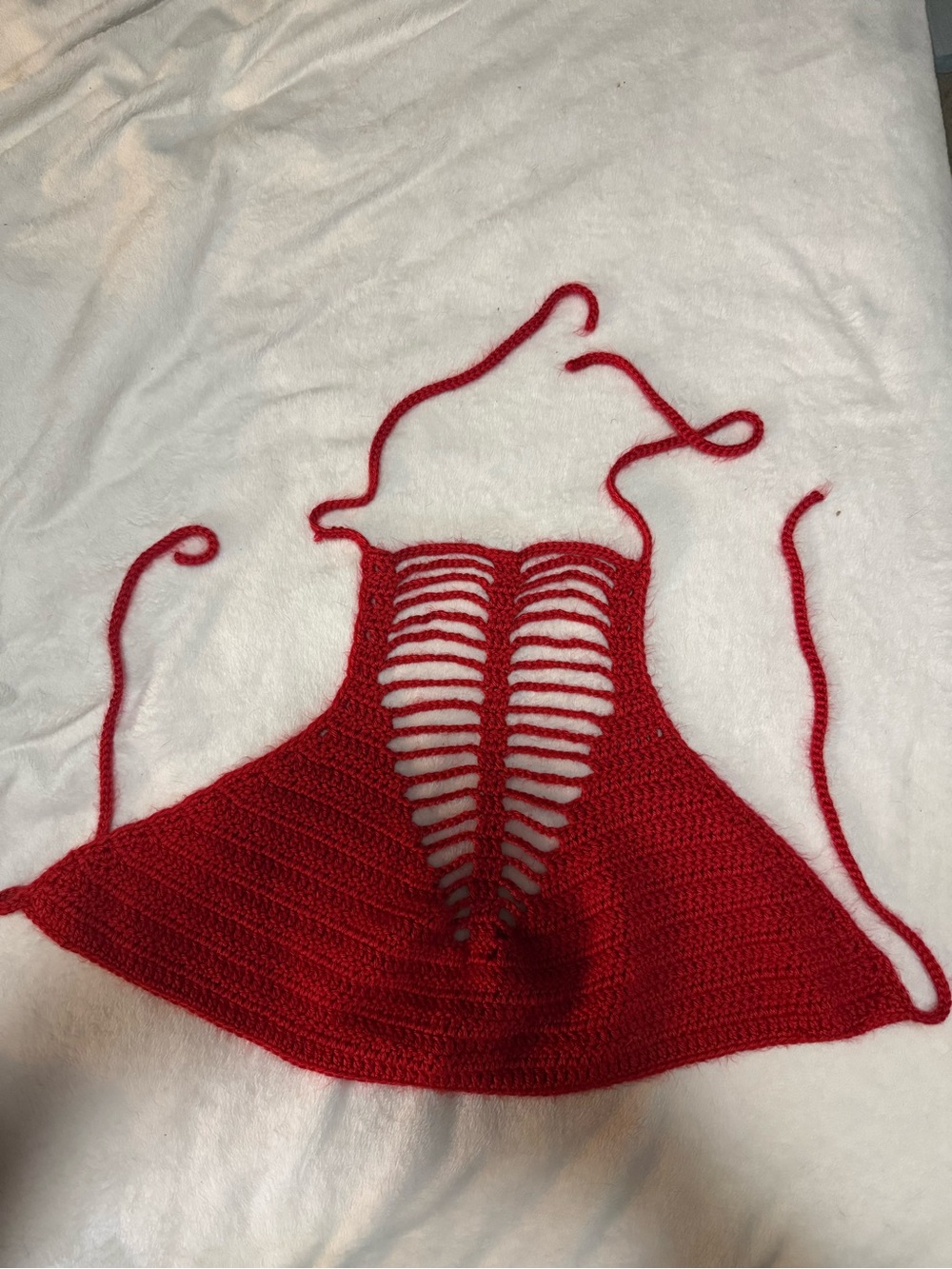 Red High-neck Crochet Top